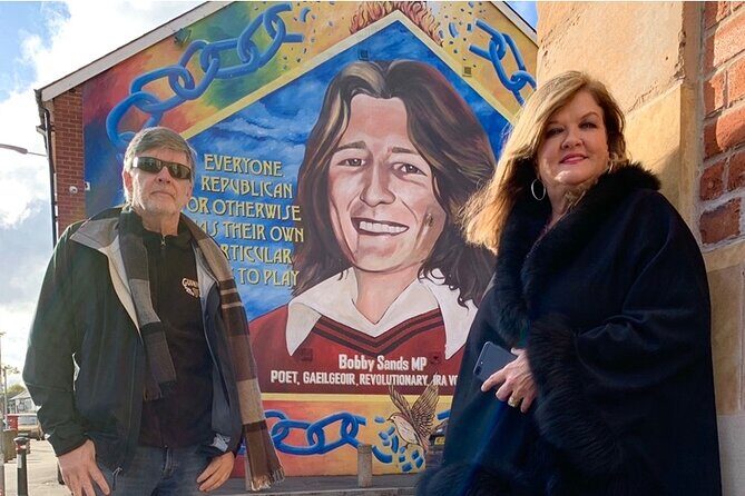 Cab Tours Belfast Famous Black taxi tours 2 hrs The Troubles - Stop 1 on the Falls Road: Bobby Sands mural and Bombay Street