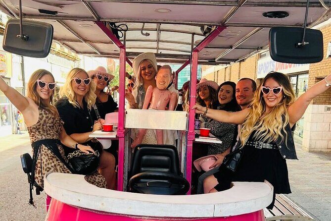 Hen Party Bike Tour - Getting started on Royal Avenue with a Pink Hen Party Bike